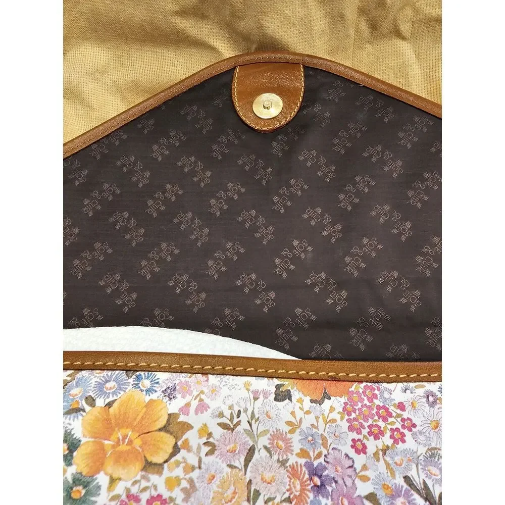 Soie & Cuir‎ Made In Italy V&V Clutch Handbag Beautiful Leather Accents Floral